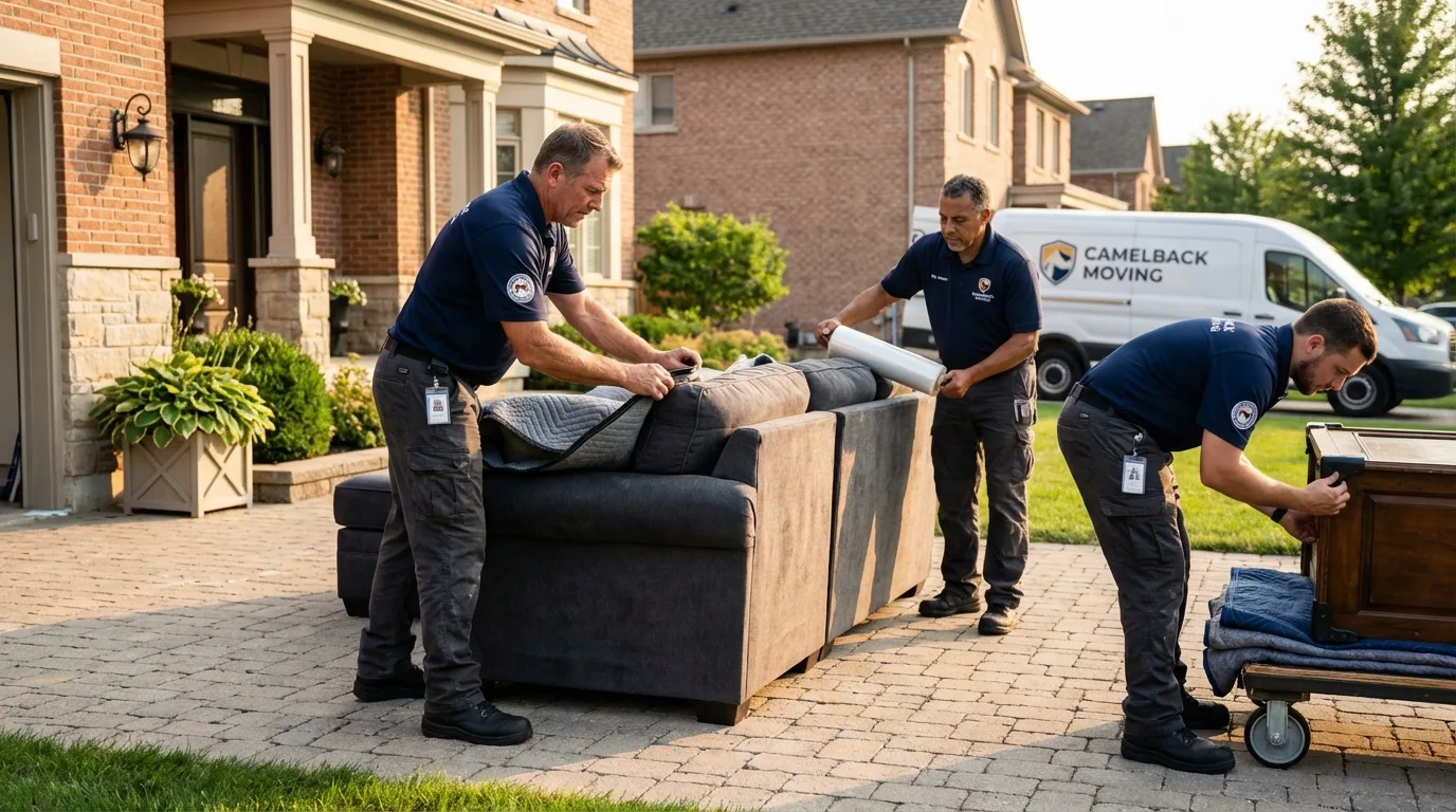 Large estate moving crew wrapping furniture in Lake Elsinore, CA