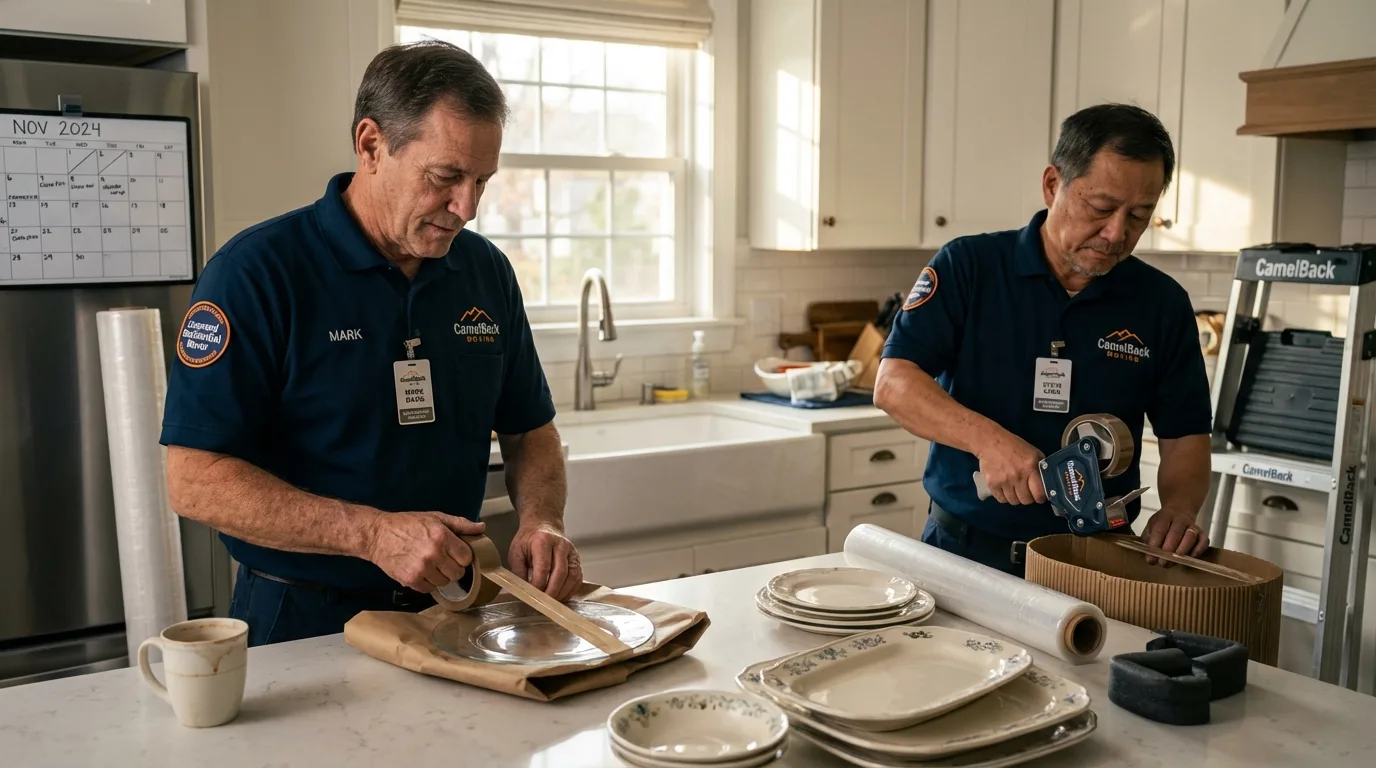 Professional crew packing kitchen dishware in Lake Elsinore, CA